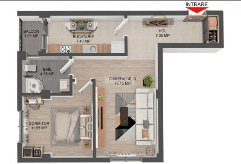 Apartament 2 camere decomandat etaj 1 Valea Lupului-Iași