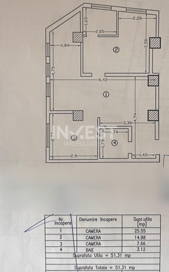 Apartament 3 camere-Bloc nou-etaj intermediar