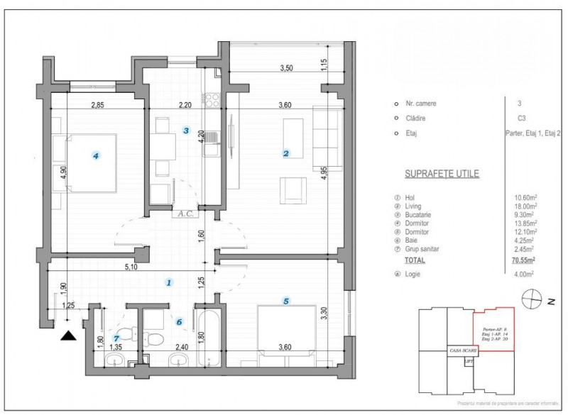 COMISION 0% ! INTABULAT! 3 CAMERE 2 BAI 74 MP BLOC NOU POPAS PACURARI
