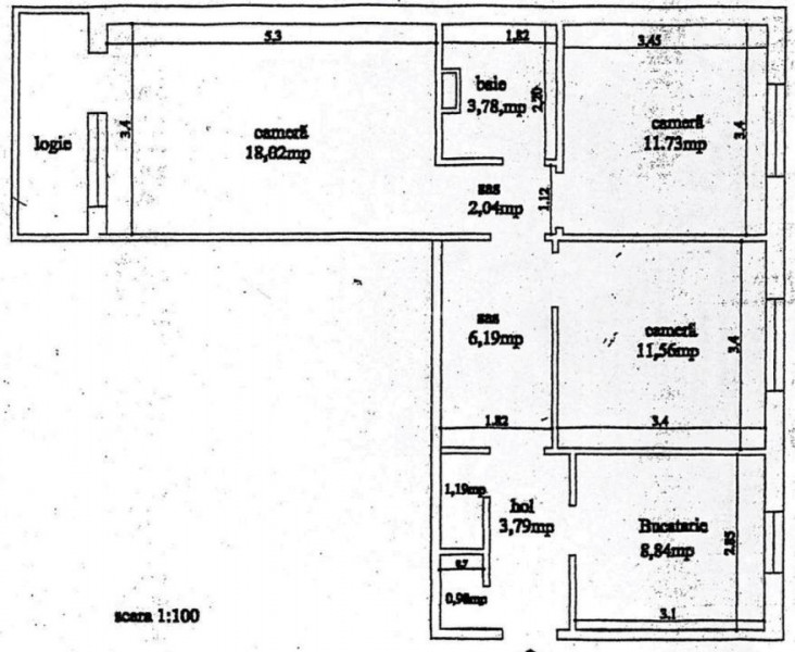 Apartament 3 camere, etaj intermediar, zona Alexandru cel Bun-Zimbru