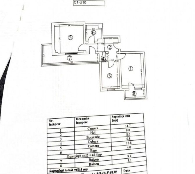 Centru - apartament 2 camere  60mp etaj2