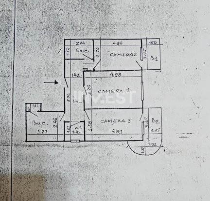 Apartament 3 camere, etajul 1, Gara- Scoala Stefan Barsanescu, Iasi