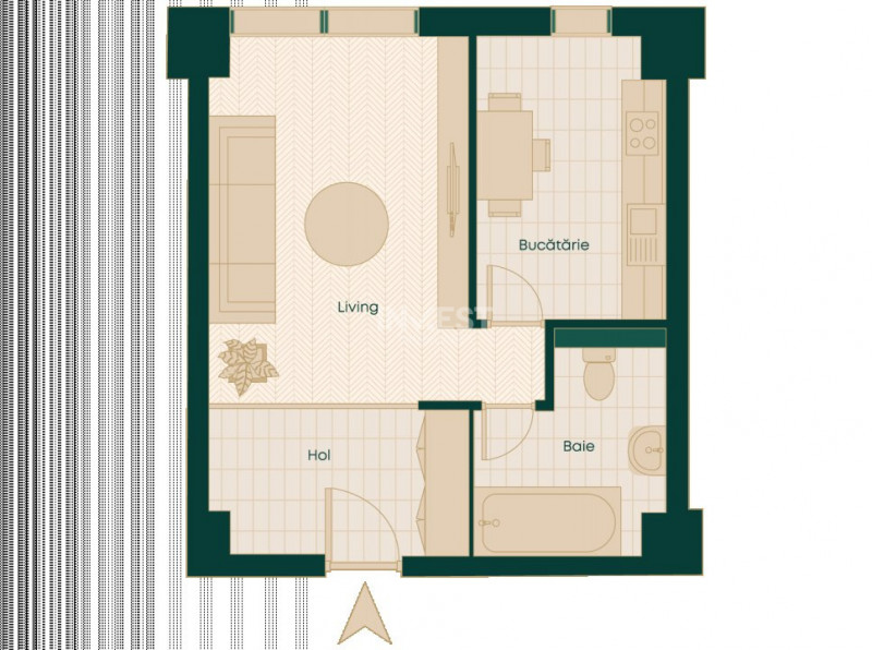 Apartament cu 1 cameră - bloc 2025 - Zona Casa Sindicatelor