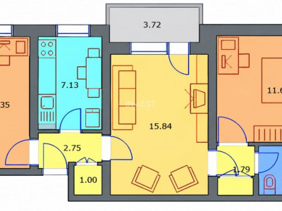Apartament 3 camere-etaj 1-Podu Ros-Liceul Dimitrie Cantemir