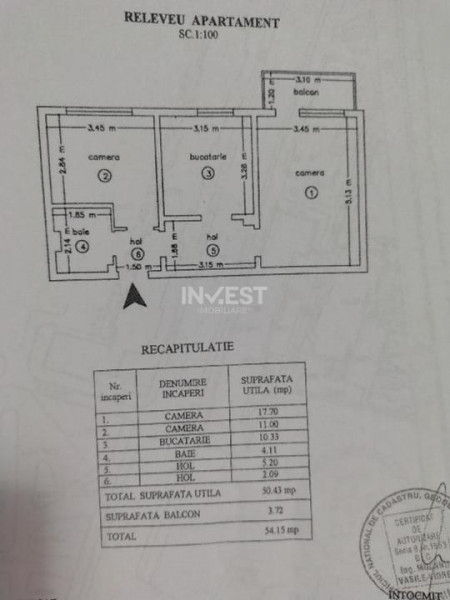 Centru Civic- apartament 2 camere, etajul 1