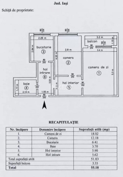 Apartament 2 camere, decomandat, 55 mp, etaj intermediar
